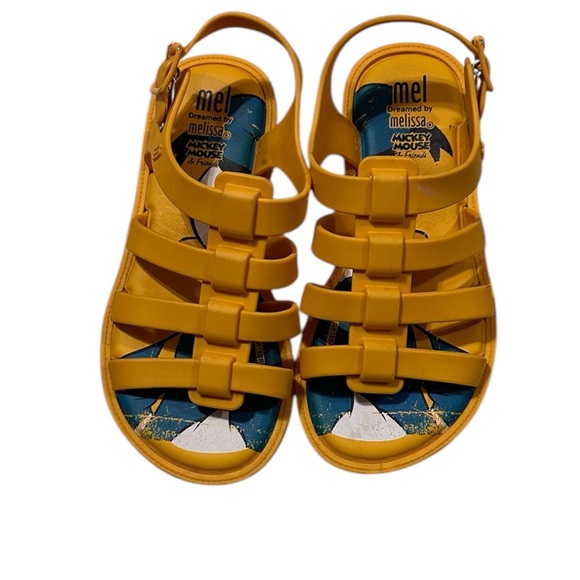Mini Melissa Mel Dreamed By Melissa Mickey Mouse & Friend Sandals Yellow Size 12 - Picture 1 of 4